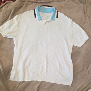 Louis Vuitton Ivory Polo with Sky Blue Collar